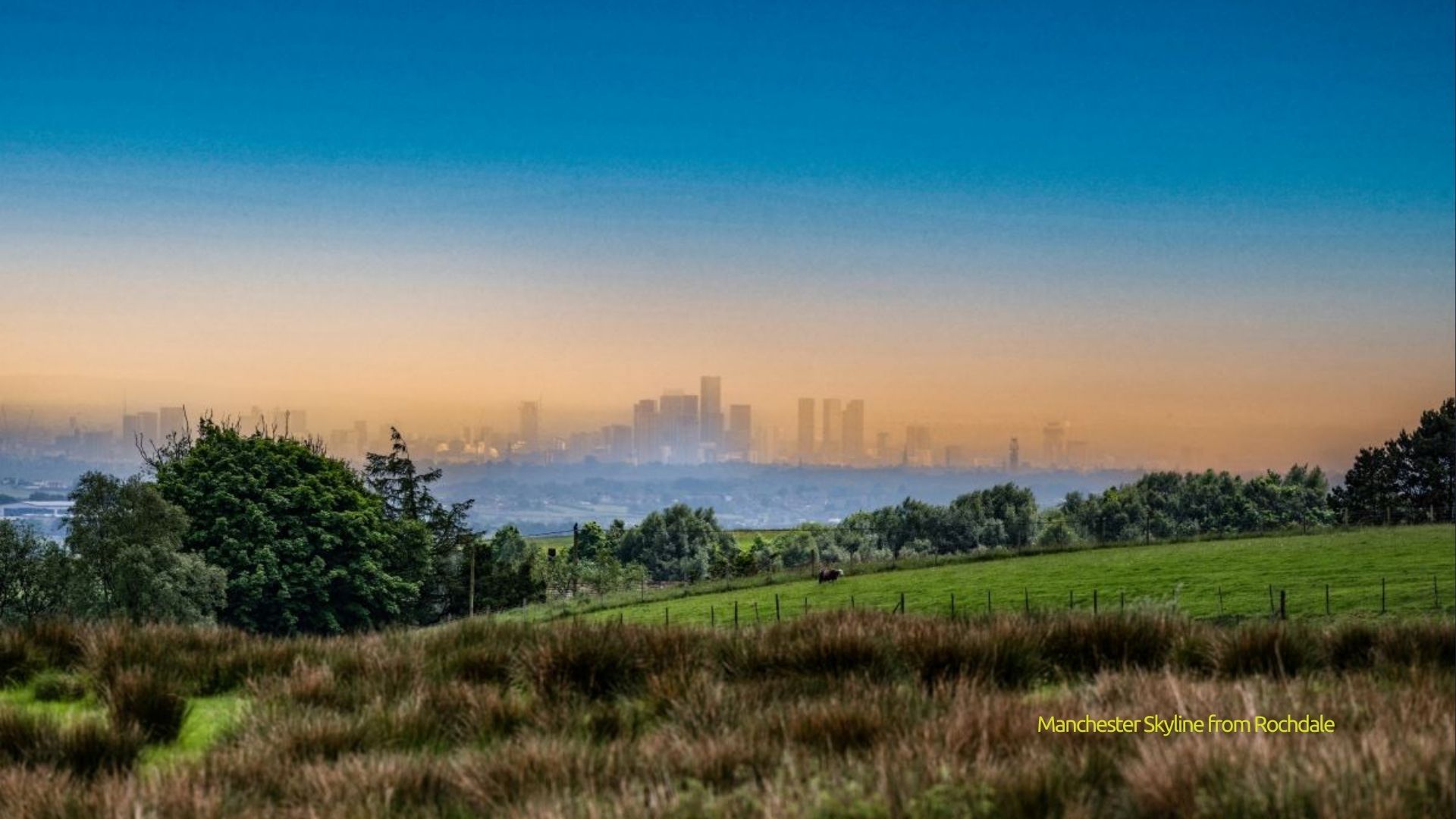 Skyline of Manchester City Centre from Rochdale